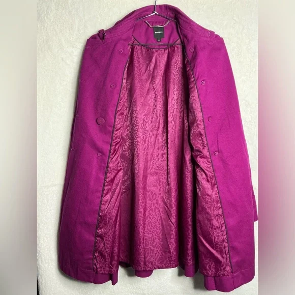 Express Women's Purple Double-Breasted Coat size S - Picture 6 of 12
